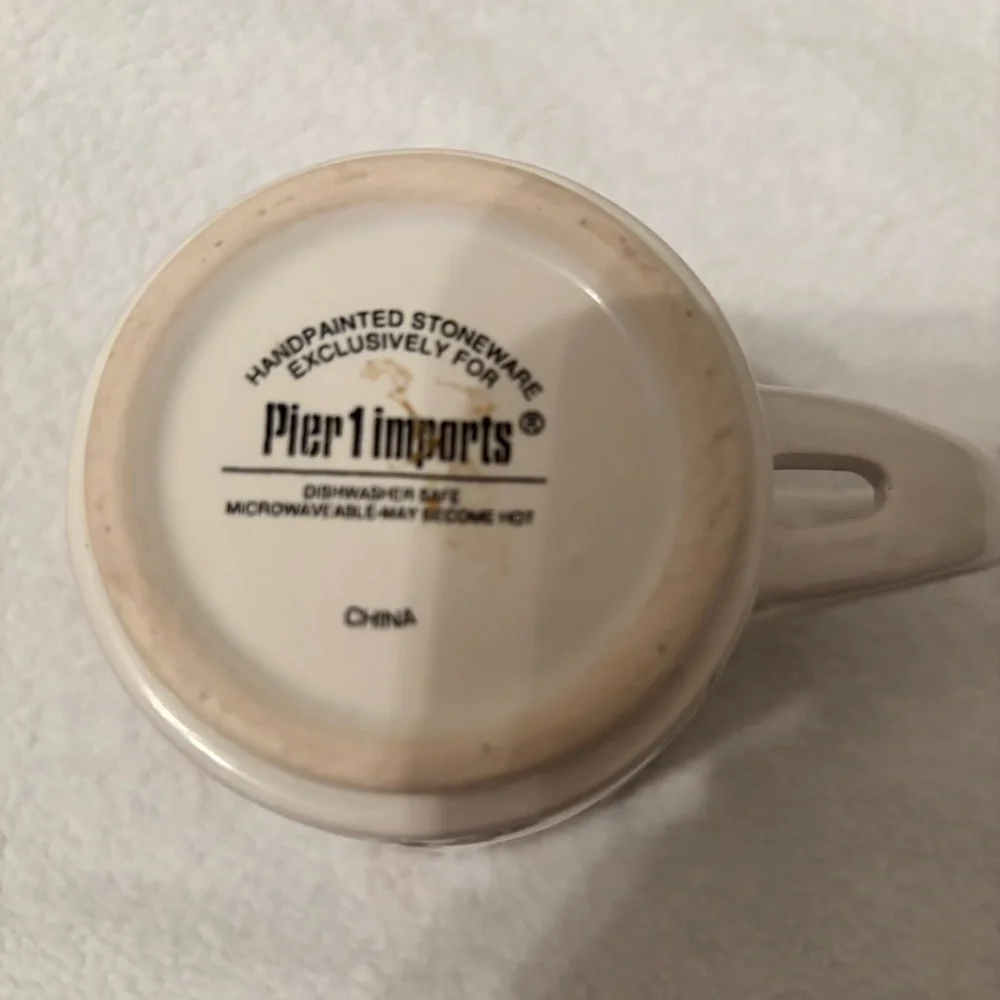 Pier 1 Handpainted Stoneware Mug vintage